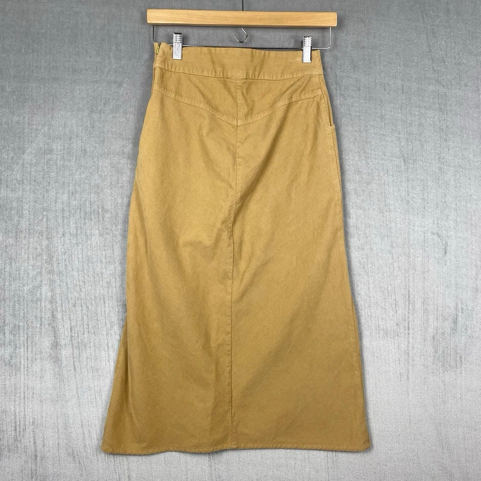 Falda Tres Lunares De Colección Años 90 Para Mujer XS Midi Tostado Pana Rachel Verde Hecha en EE. UU. Foto 2 de 4