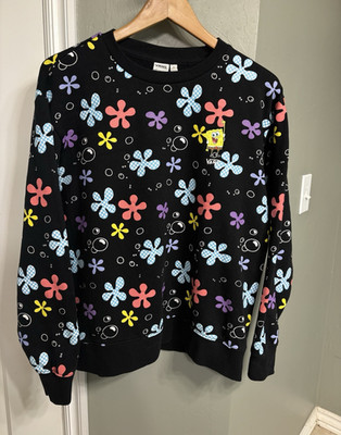 VANS x SpongeBob SquarePants Black Graphic Crewneck Pullover Sweatshirt Men M