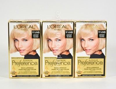3 L'Oreal Superior Preference Hair Color #9 1/2NB Lightest Natural Blonde