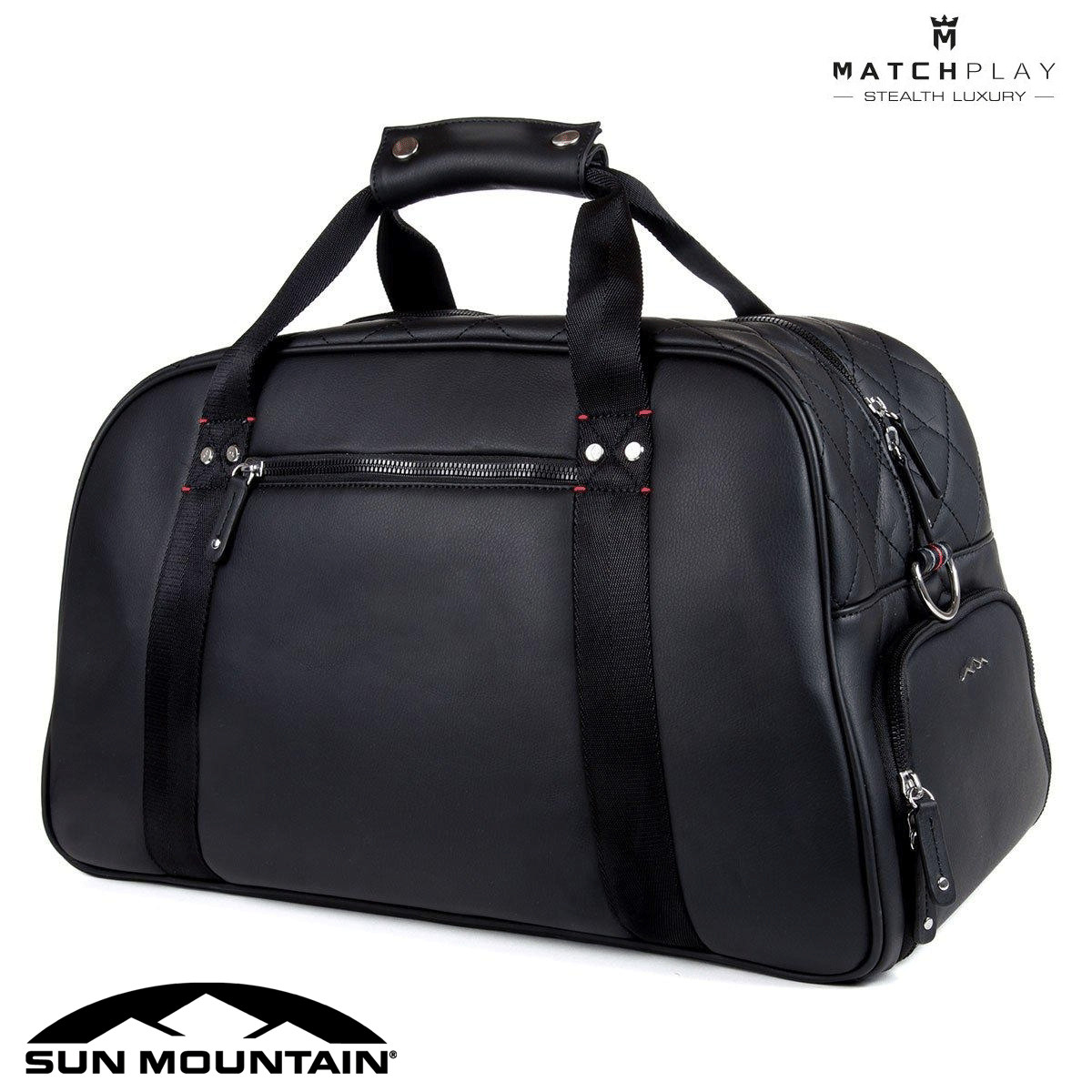 SUN MOUNTAIN MATCHPLAY PU LEATHER GOLF HOLDALL / SHOE BAG / DUFFLE BAG - BLACK