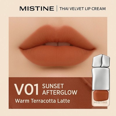 Mistine Thai Latte Velvet Lippencreme seidig glatte Lippen # V01 Sunset Afterglow