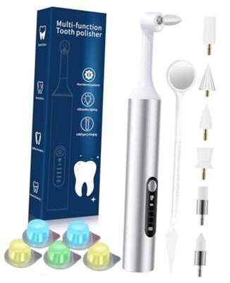 Tooth Polisher, Electric Rechargeable Teeth Polishing Kit with LED Sliver