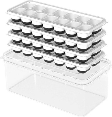 Dclob Ice Cube Trays with Lid and Bin, Ice Trays for Freezer - Easy to