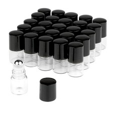 25 Pcs Clear Glass Mini Roll On Bottles Empty Essential Oil Roller Bottles Pe...