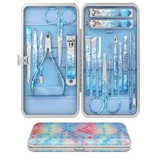 OFIDUS Nail Clippers Set Fingernail and Toenail Clipper Cutters, Diamond Blue