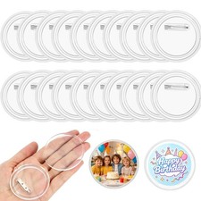 20 PCS 2.36 Inch Circle Clear Acrylic Button Pin Badge Blank Making Kit