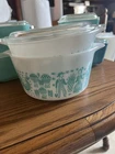 Vintage PYREX Turquoise Amish BUTTERPRINT Casserole Set 471, 472, 473 w/ Lids B