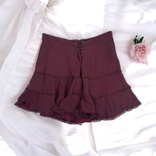 Burgundy Ruffle Skirt Mini Goth Fairy Dark Romance Steampunk Victorian Coquette