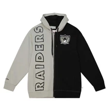 Las Vegas Raiders Mitchell & Ness  Color Block Mens Full Zip Hoody-Black/Silver