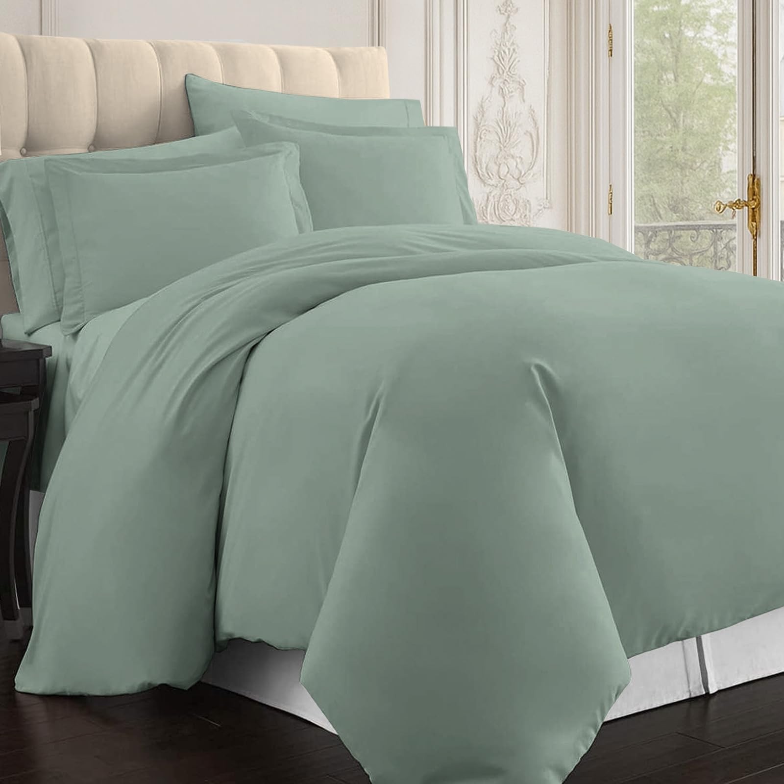 Housse de couette écume de mer 240x220 cm en pur coton pour lit 2 personnes