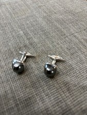 Gemelli Uomo Rettangolari Placcati Oro Bianco 18K Con Opale E Zirconia