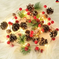 Weihnachtsgirlande Mit Lichtern, 2 M 20 Led Tannenzapfen-Lichterkette Beerengirl