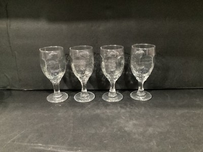 Libbey Chivalry Clear 6.25  Water Wine Goblets Textured Glass Set Of 4