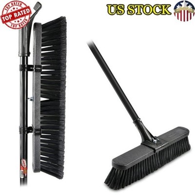 Multi Surface Push Broom 18 In Heavy Duty Steel Handle Recycled Fibers Outdoor