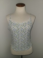 Pac Sun Floral Tank Top Cami Size L Skylar Ribbed Cropped Lace Bow Cottagecore