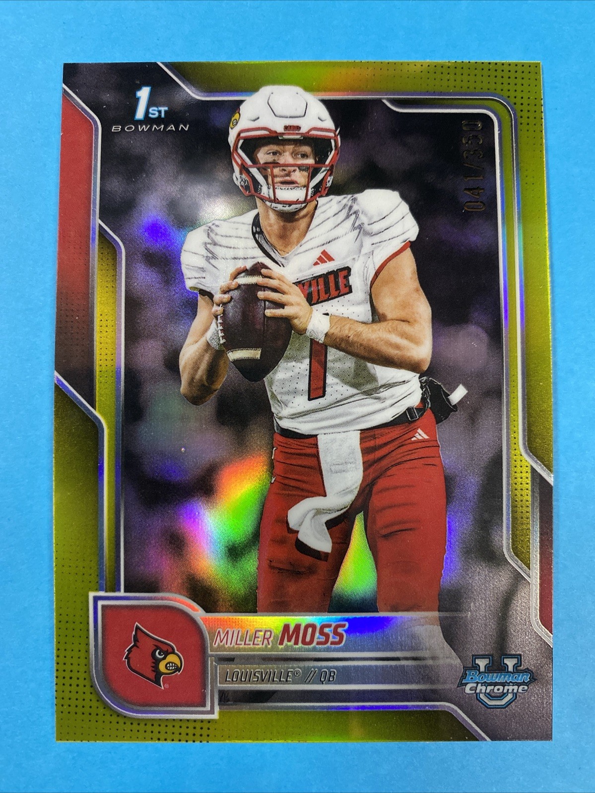 2025 Bowman Chrome U Football Yellow Refractor Miller Moss #141 1st /350