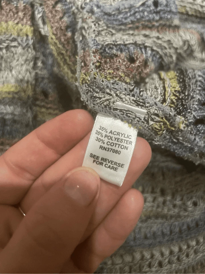 Cato XL Grey and Blue Sleeveless Fringe Long Vest — 第 4/4 张图片