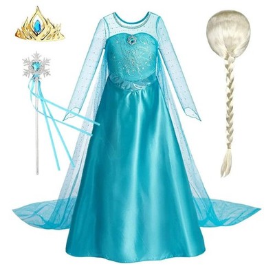 Halloween Elsa Dress for Girls Children Party Princess Costume Kids Disguise wit