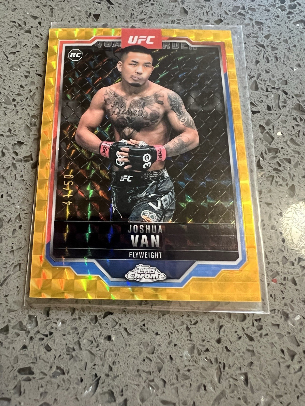 2025 Topps Chrome UFC - Joshua Van #136 Gold Geometric Refractor /50 (RC)