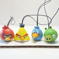 Rovio ANGRY BIRDS Toy Figures Charm Ornament Topper Keychain Red Yellow Blue Pig