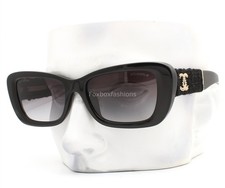 Chanel Sunglasses ch5514A 622/S6 Polished Black Tweed Gold CC Logo No Case