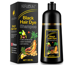 Instant Black Hair Dye Shampoo 3 In 1 For Gray Hair Coverage For Women  Men