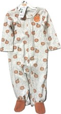 NWT Carter's Infant 9 Months 1-pc Pumpkin Footie Pajama Sleeper w/2 Way Zipper
