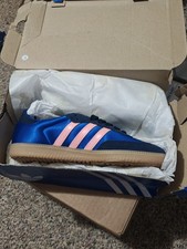adidas Samba OG Blue Pink Striped Low Top Unisex Athletic Sneakers