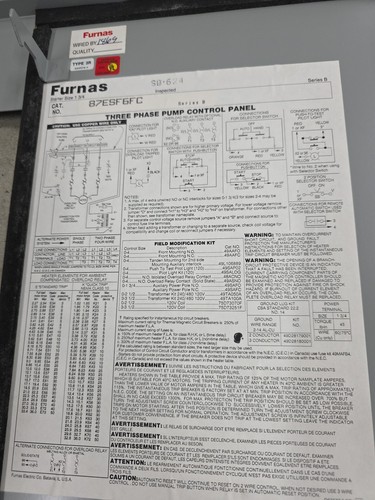 FURNAS THREE PHASE PUMP CONTROL PANEL 87ESF6FC - Picture 2 of 6