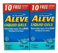 2 - Aleve Liquid Gels 90 Each Liquid Gels Capsules Naproxen 220 mg Exp 10/2026