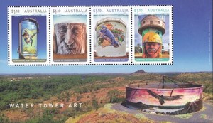 Fire / Australia - Water Tower Art - Mini Sheet of 4 (2 Fire)
