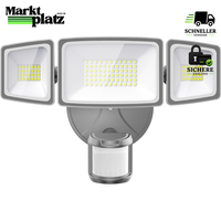 LED Strahler 55W 5000LM Mit Bewegungsmelder 3 KöPfe IP65 Wasserdicht