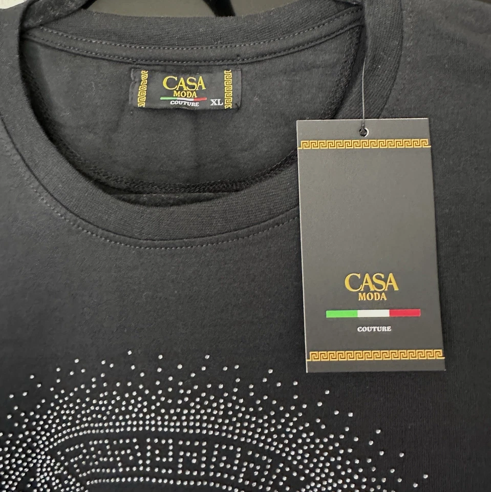 Casa Moda Rhinestone Tiger Head Men’s T- Black/ Sizle XL - Image 3 of 4