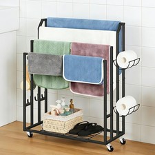Towel Rack for Bathroom Freestanding Towel Holder Stand Black Blanket Holder ...