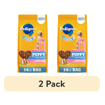 (2 pack) Pedigree Puppy Chicken & Vegetable Dry Dog Food, 14 Lb