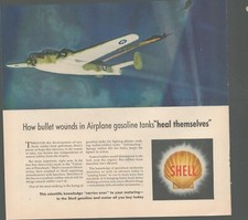 1942 SHELL AD- AIRPLANE GAS TANKS heal themselves