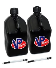 VP Fuel 2 Pack Black 5 Gallon Fuel Can / Water Jug Diesel Race Gas + 2 Pack Hose