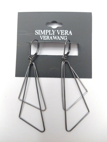 Simply Vera by Vera Wang Earrings Dark Silver-tone Dangle Triangles