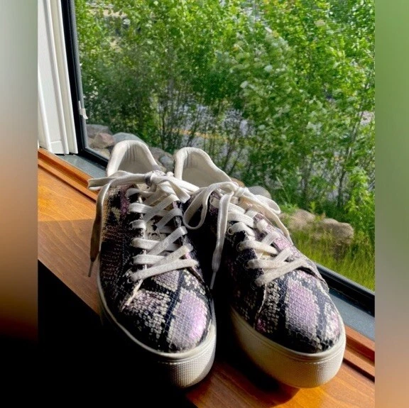 Zapatillas deportivas Aldo Legowien 7 de cuero de piel de serpiente púrpura iridiscente con cordones Foto 4 de 4