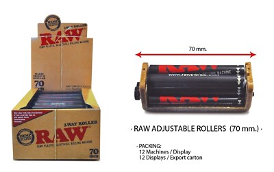 RAW 70mm Hemp Plastic Adjustable 2-way Roller Drehmaschine Einstellbar Schwarz