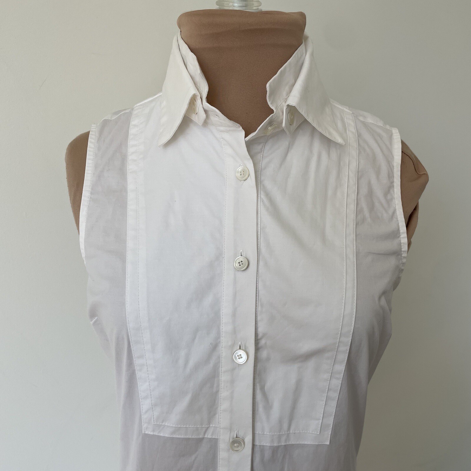 Derek Lam 10 Crosby White Sleeveless Poplin Ruffle Hem Cotton