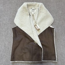 Dylan Women's Size Medium Brown Reversible Faux Sherpa Suede Vest