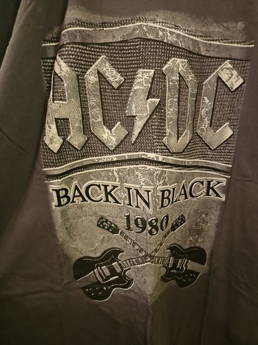 AC/DC Mens T-Shirt. “Back In Black 1980” Size XL. Gray Vintage - Picture 2 of 4