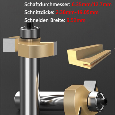 1/2'' 1/4'' Shank T-Type Tongue And Groove Milling Router Bit 2-Tooth Cutter Tool