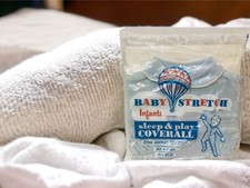 Baby Stretch Japan Sleep  Play Coverall Yellow Blue Nylon 6-18 M Vintage Pair