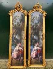 Frames - Majestic French Rococo Wall Art Pair with Romantic Fabric Scenes