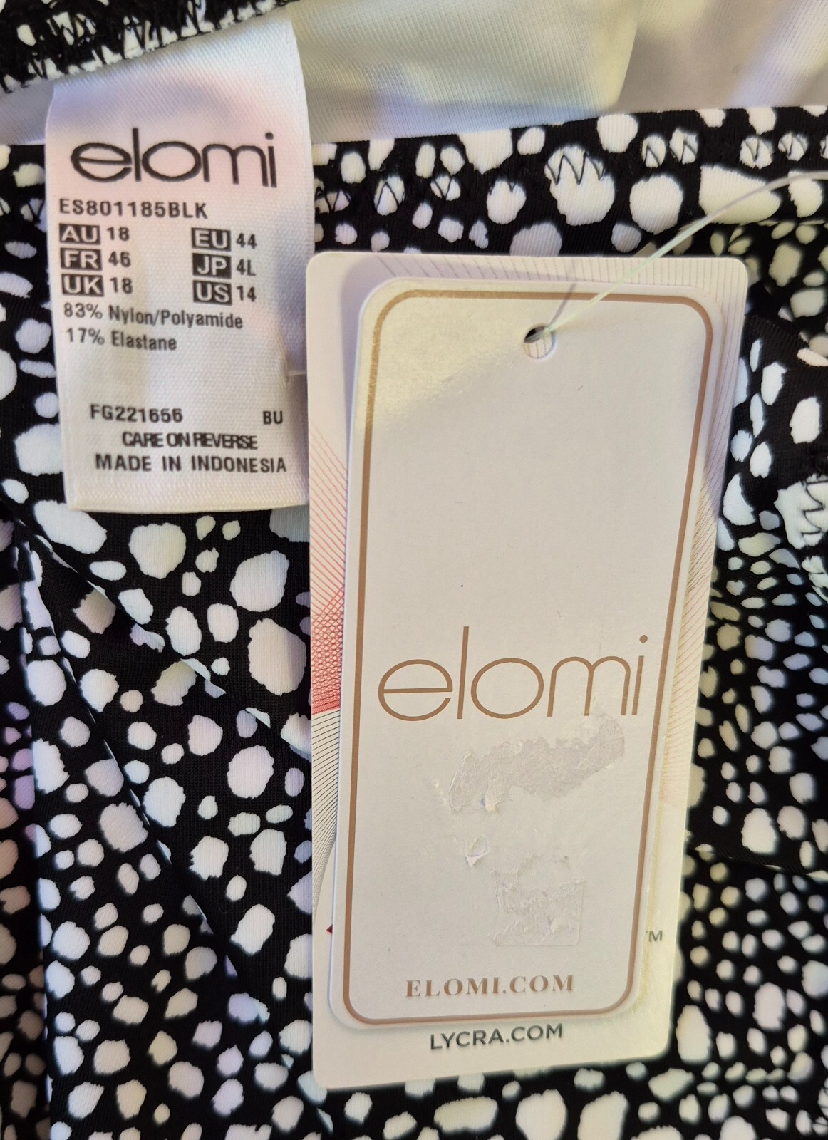 Elomi 'Pebble Cove' Bikini Bottoms Black/White UK 18 NWT image 4
