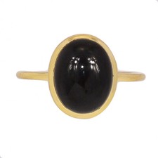 18k Gold Vermeil - Black Onyx - Brazil 925 Silver Ring Jewelry s.4.5 CR65506