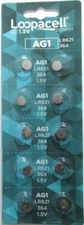 10 Pk Fresh  AG1 LR621 364 SR60 164 364A Alkaline Button Cell Batteries 
