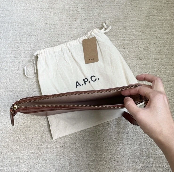 NWT: A.P.C. Cowhide leather Mathilda Pochette (Cognac) - Image 3 of 4